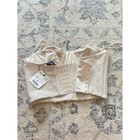 Zara Sequins Corset Champagne Beige Shimmer Size M - Picture 4 of 4